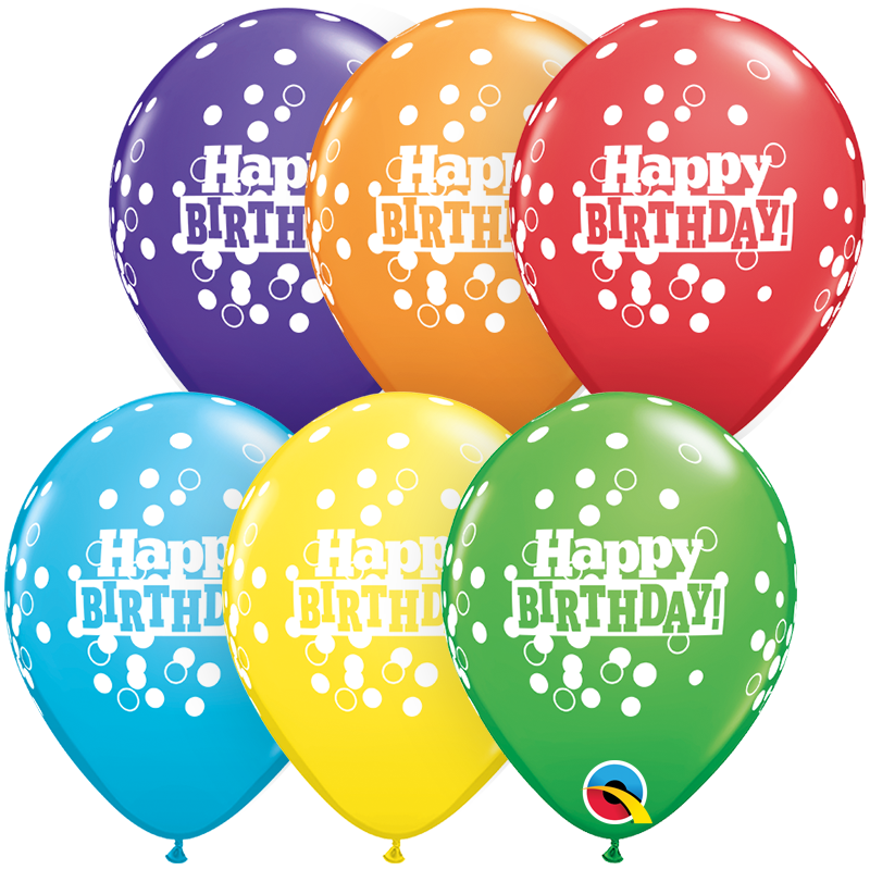 BALAO 5" R ARCO-IRIS PC100 BDAY CONFETTI DOTS